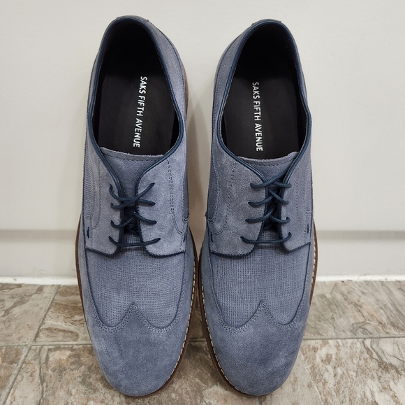 Saks Fifth Avenue Men's Gere Blue Suede Wingtip Oxford Shoes, Size: 13 - Picture 8 of 15